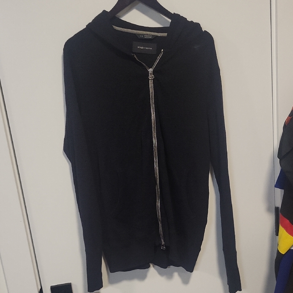 Wings + Horns Black Zip-Up Sweater